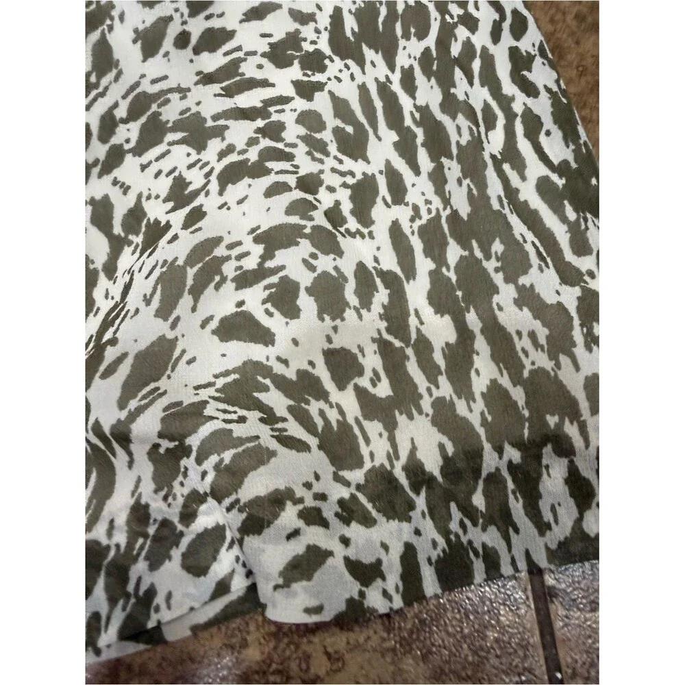 J.Crew 100% Silk Animal Print A-Line Skirt Size 8 Olive Green Midi